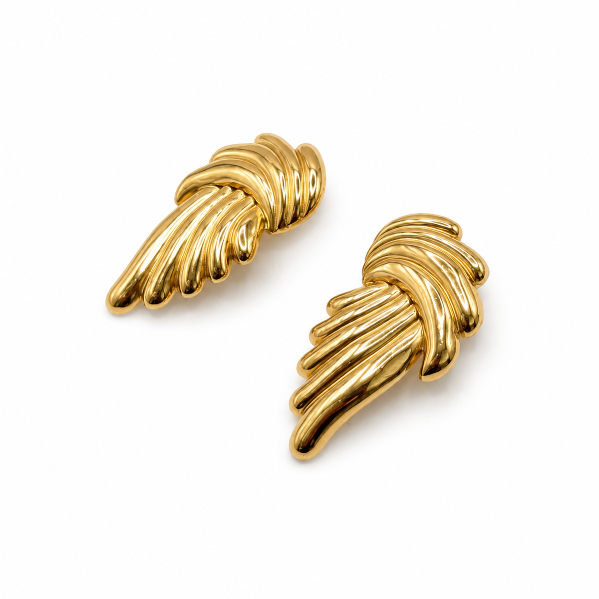 Textured Gold Feather Earrings