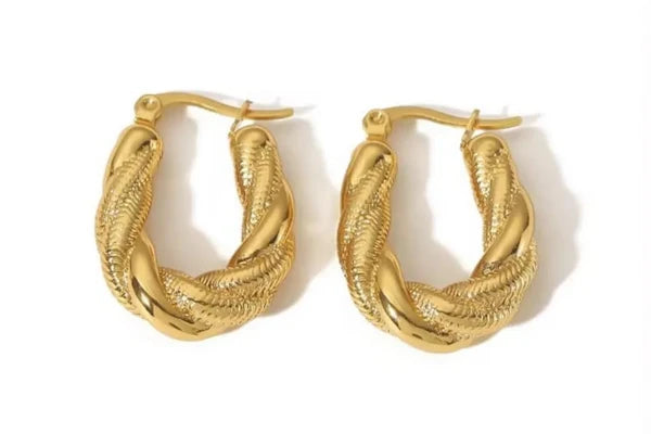 Chunky Textured Gold Hoop Earrings