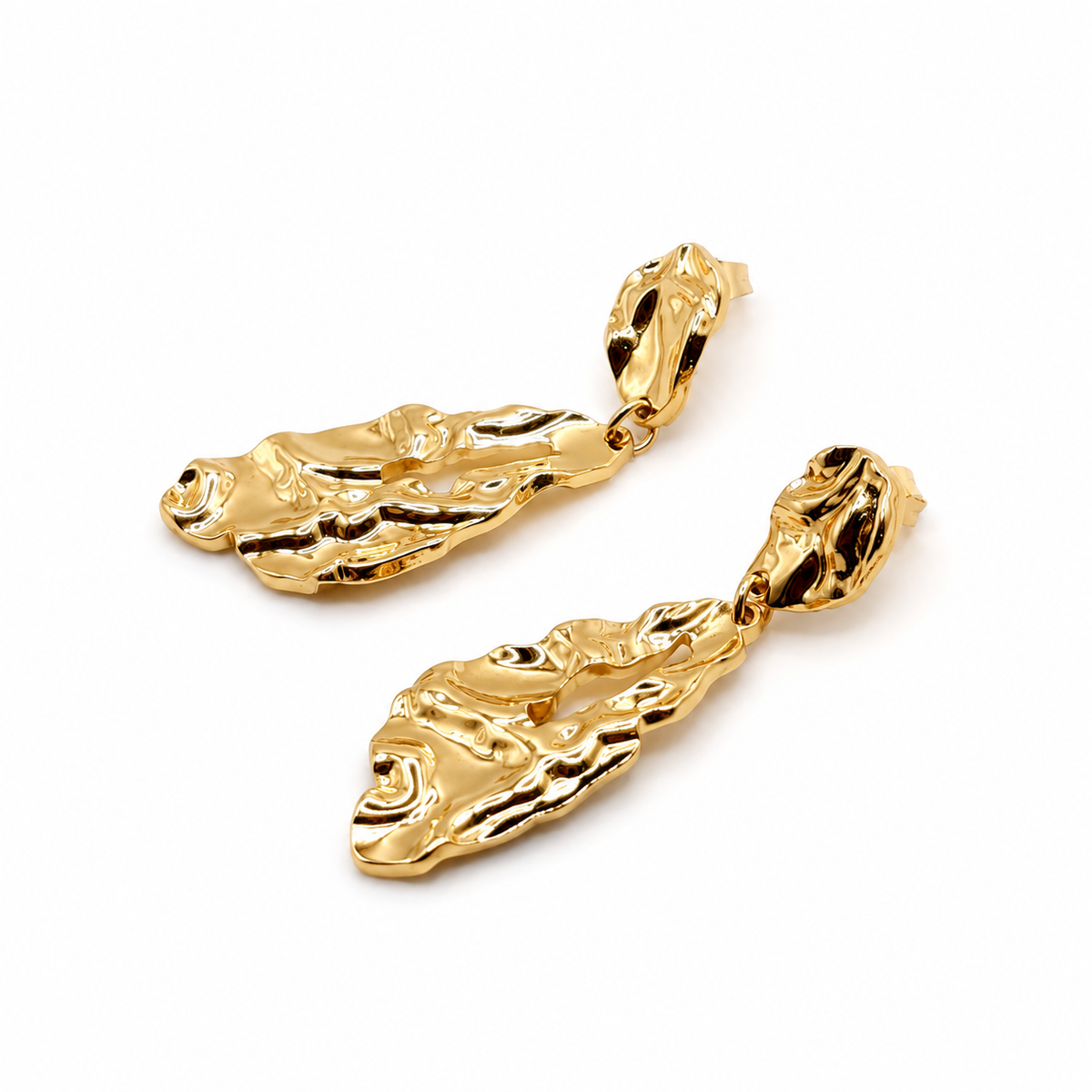 Molten Gold Statement Drop Earrings