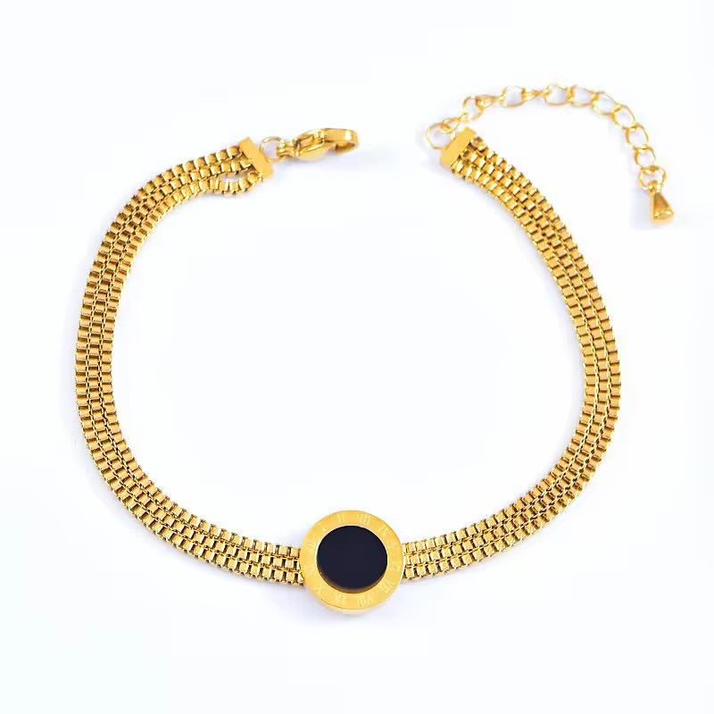 Minimalist Black Circle Gold Bracelet