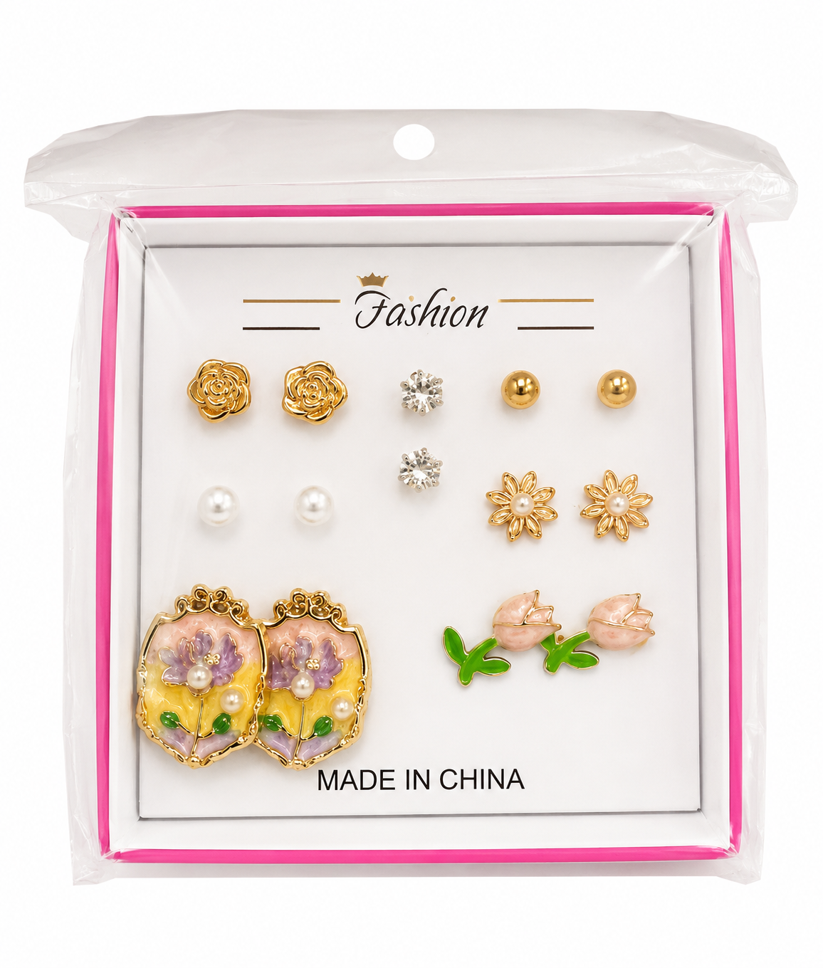 Elegant 7-Pair Floral Stud Earrings Set