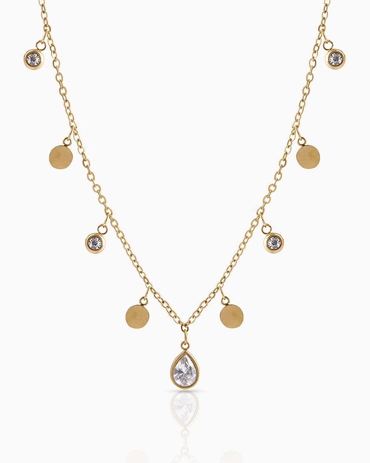 Crystal Drop Charm Necklace