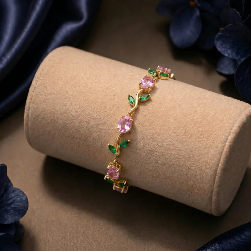 Tulip Rose Pink Floral Bracelet