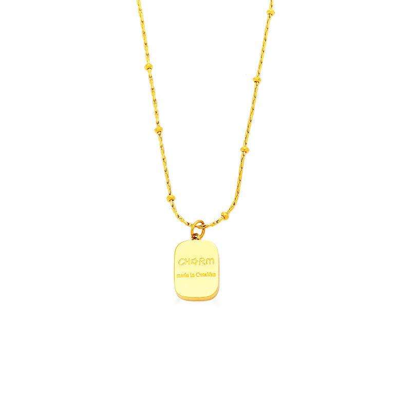 Square Brand Round Bead Necklace