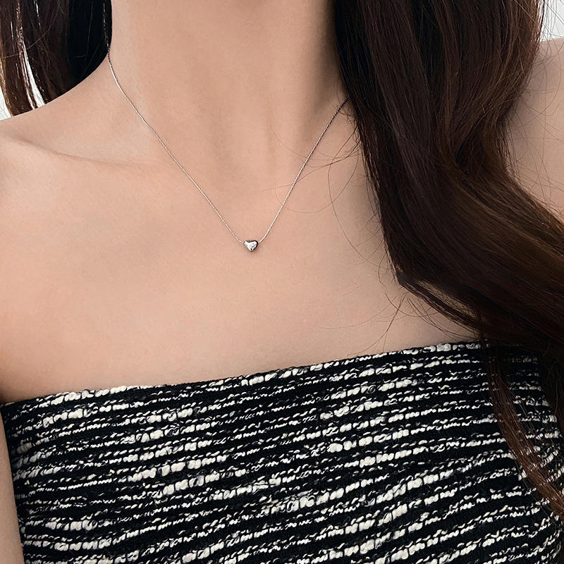 Mini Heart Charm Necklace - Silver