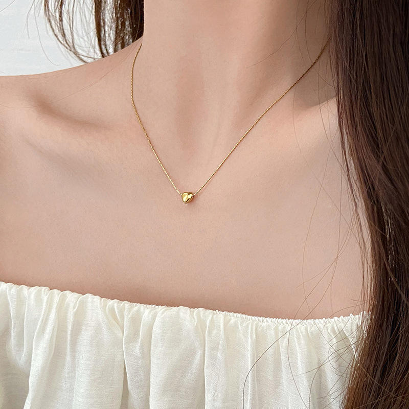 Mini Heart Charm Necklace - Gold