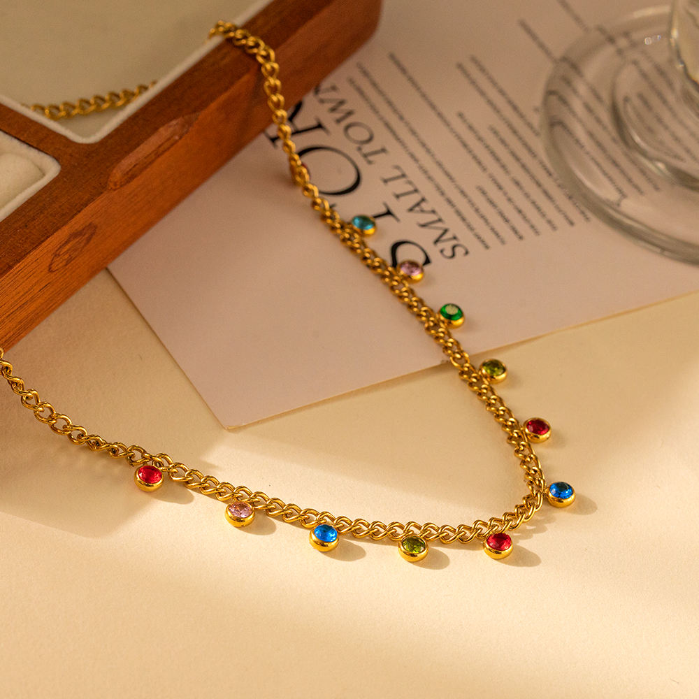 Colorful Crystal Stone Choker Women