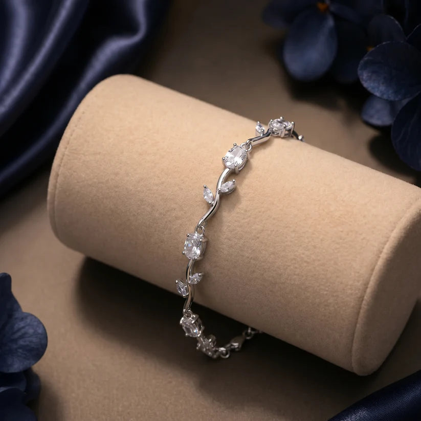 Tulip Crystal Vine Bracelet – Silver Edition