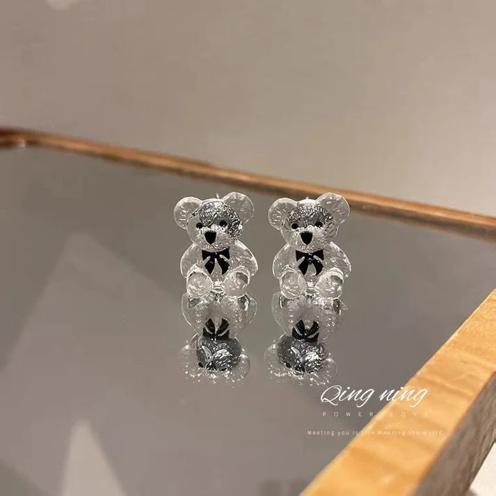 Cute Clear Bear Earrings