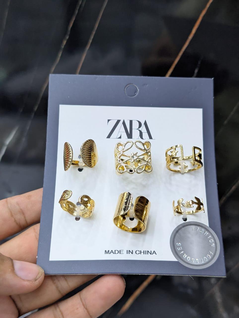 6-Piece Adjustable Gold-Tone Ring Set for Women | Stackable Fashion Rings