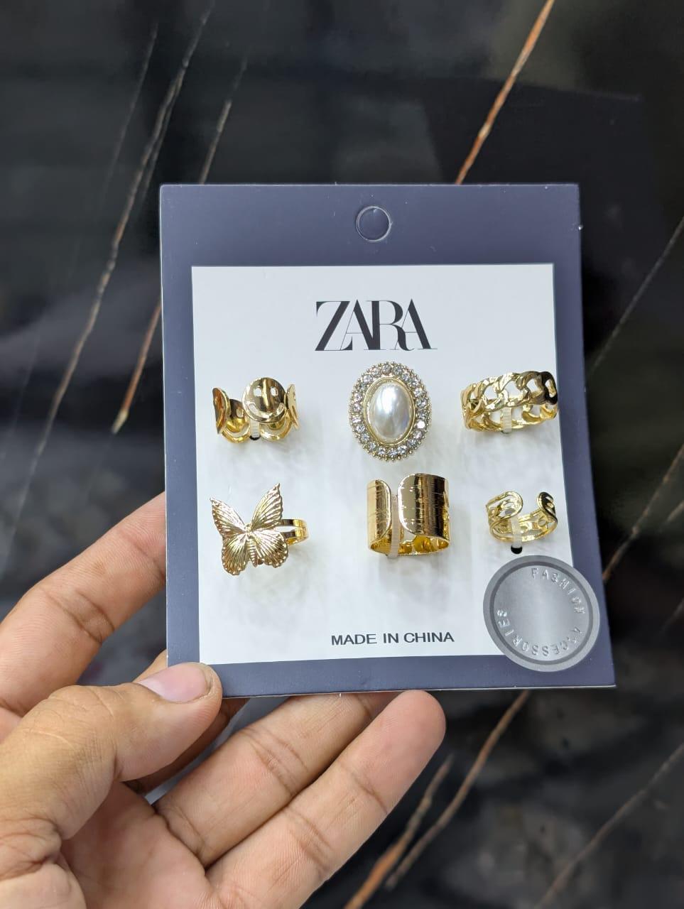 6-Piece Adjustable Gold-Tone Ring Set for Women | Stackable Fashion Rings