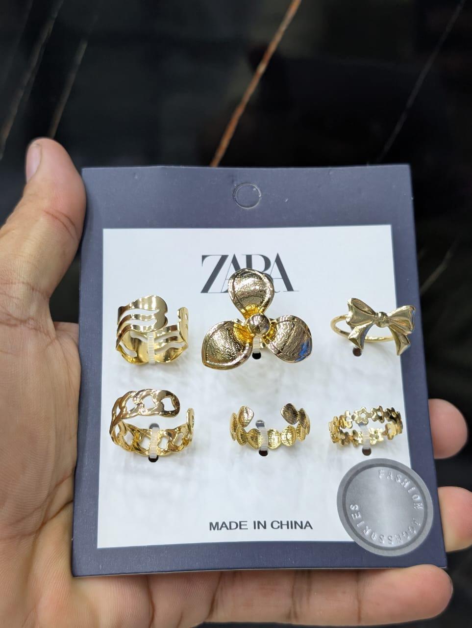 6-Piece Adjustable Gold-Tone Ring Set for Women | Stackable Fashion Rings