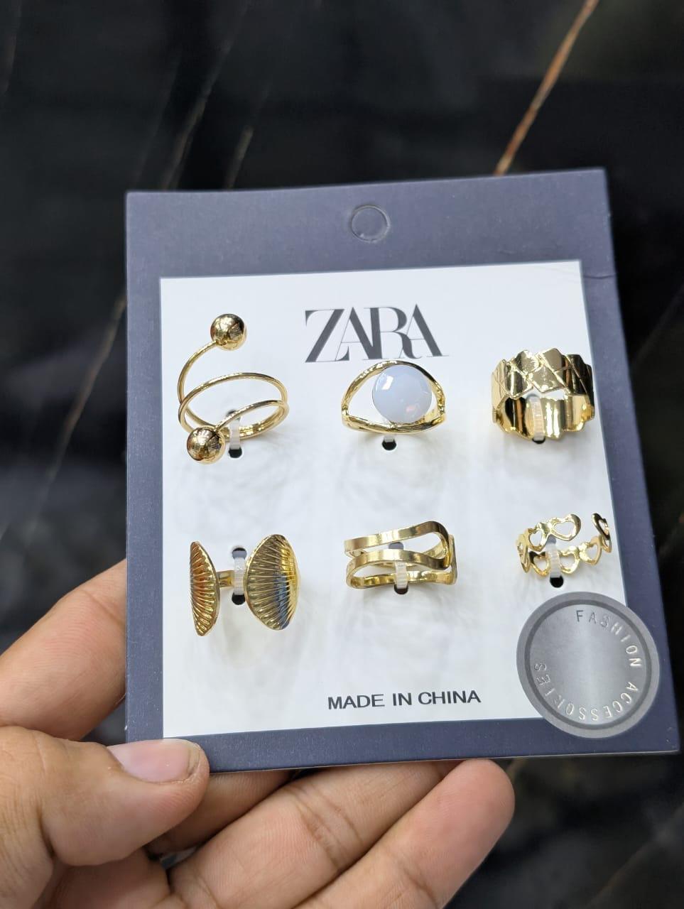 6-Piece Adjustable Gold-Tone Ring Set for Women | Stackable Fashion Rings