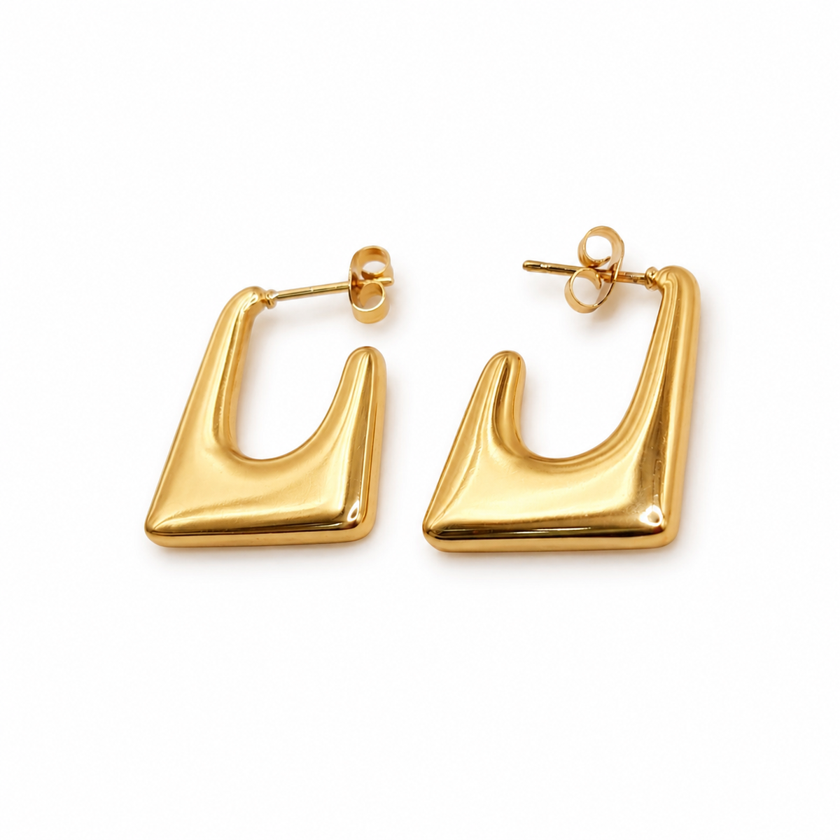 Modern Square Gold Stainless Steel Minimalist Earrings