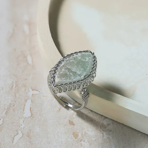 Aventurine - Spiral Stone Ring Adjustable Ring