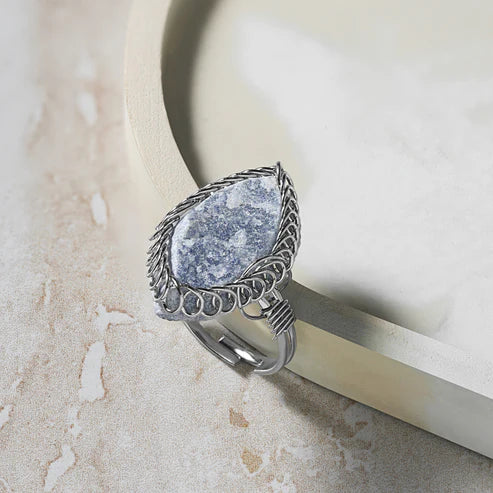 Blue Quartz - Spiral Stone Ring Adjustable Ring