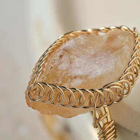 Citrine - Spiral Stone Ring Adjustable Ring