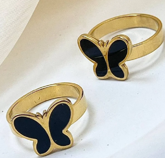 Double Layer Butterfly Ring - Stainless Steel