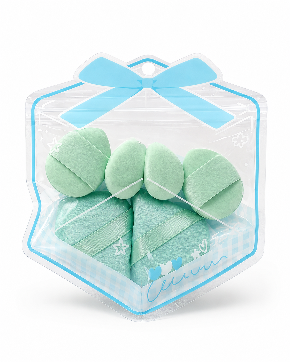 Macaron-Colored 6-Piece Makeup Sponge Puff Set Triangular Velvet Powder Puff Finger Puff Mini Beauty Sponge