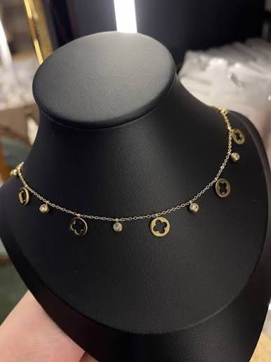 Golden Clover Drop Necklace