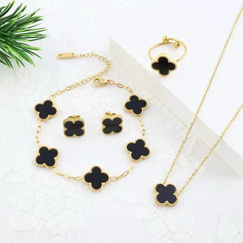 Complete Set Clover (Chain Bracelet + Necklace + Ring + Tops)