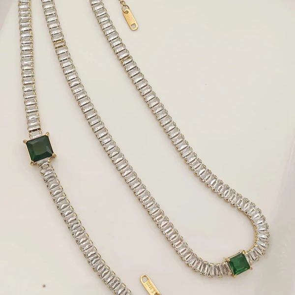Set Emerald Tennis (Bracelet + Necklace)