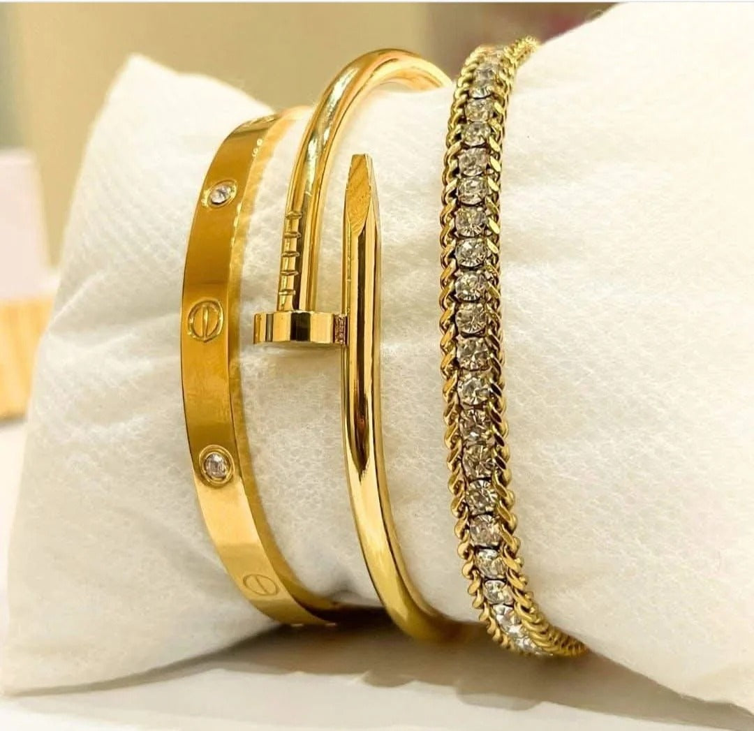 3 Bracelets (Cartier + Screw Nail + Luster)