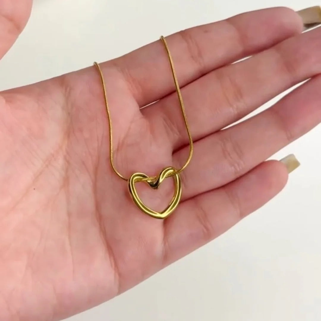 Hollow Heart Necklace - Stainless Steel
