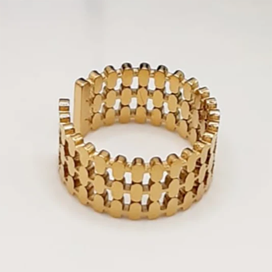 Coin Pattern Link Ring - Stainless Steel