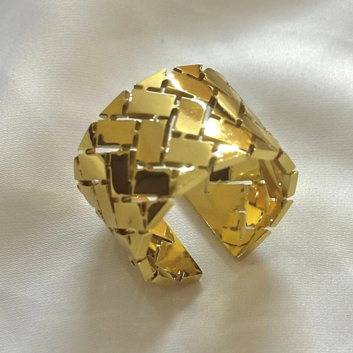 Rectangle Brick Link Ring - Stainless Steel