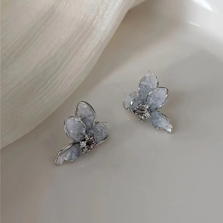 Crystal Butterfly Silver - Earring Style 1