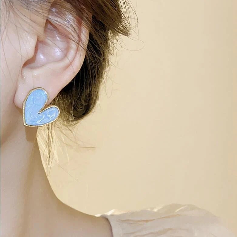 Marbled Heart Gold - Earring