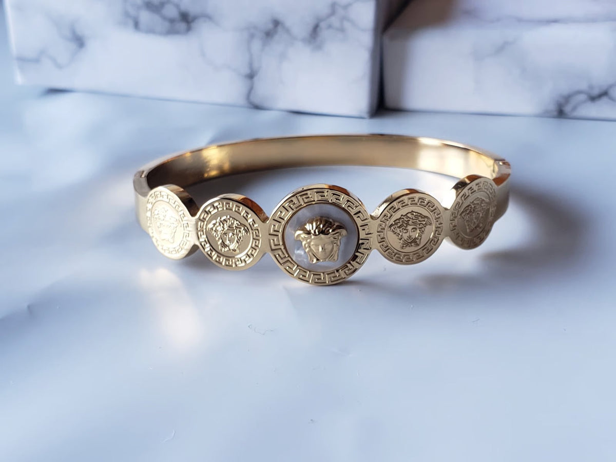 Engraved Medusa bangle Solid