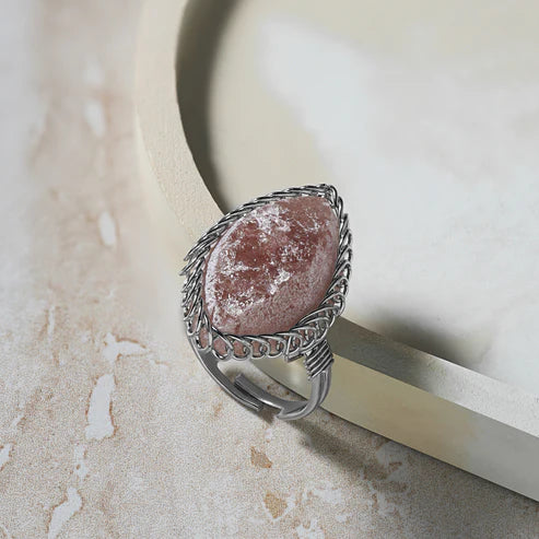 Strawberry Quartz - Spiral Stone Ring Adjustable Ring